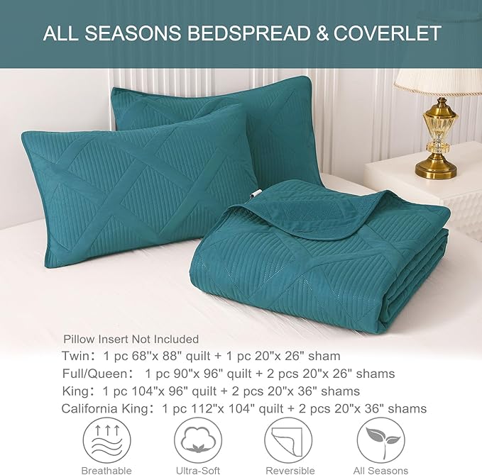 Exclusivo Mezcla Oversized King Quilt Set- Teal Cal King Quilts Bedding Set - Image 6