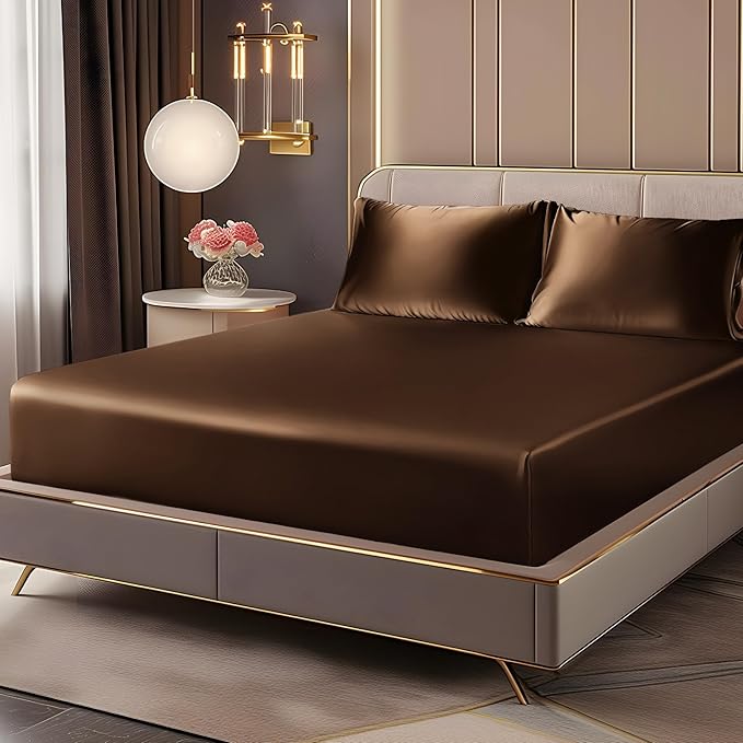 BEDELITE Satin Fitted Sheet and Pillowcase Set, Luxury Soft Similar to Silk by BEDELITE