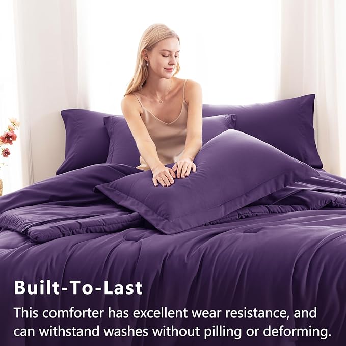 CozyLux Full Size Comforter Sets Purple, 7 Pieces Bed in a Bag Full Comforter - Image 3