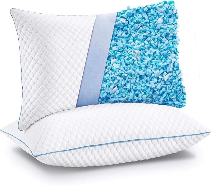 VVZ Cooling Bed Pillows King Size Set of 2, Shredded Memory Foam Pillows by VVZ