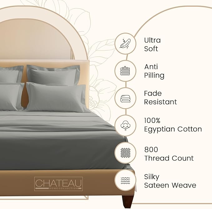 Egyptian Cotton Sheets Full Size Bed Set 15" Deep Pockets, 800TC Cotton Full - Image 2