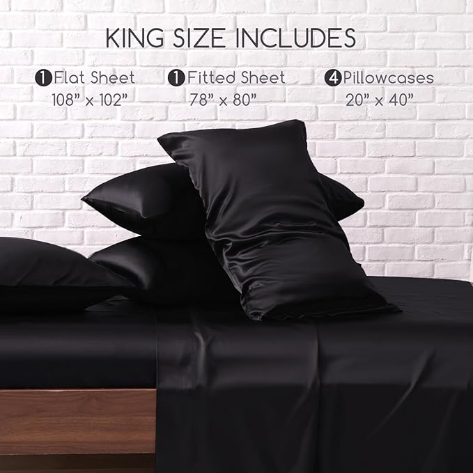 MR&HM Satin Bed Sheets, King Size Sheets Set - Image 7