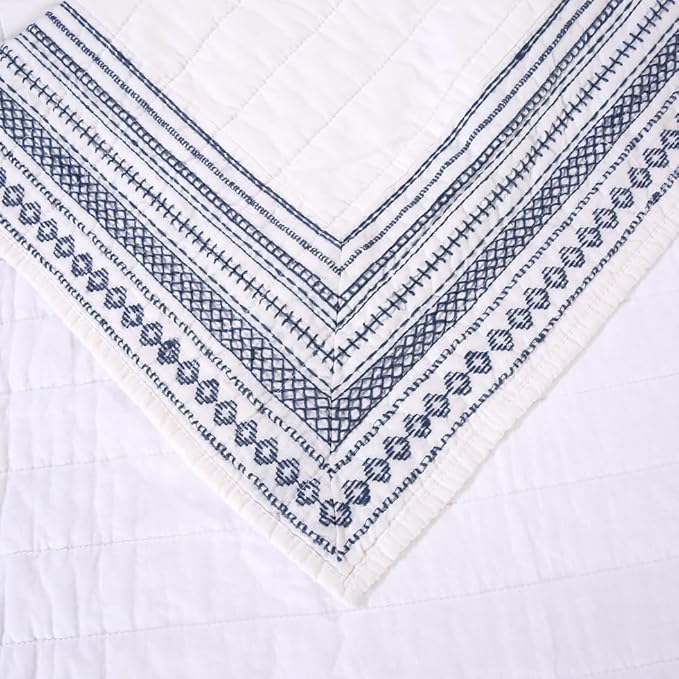 Quilt Set Floral Leaves 3D Embroidery Pattern 3 PCS Cotton Reversible Quilted - Image 7