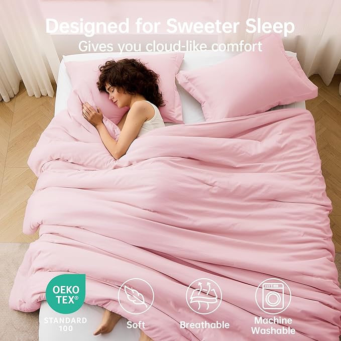 MUXHOMO Pink Oversized Queen Comforter Sets, All Season Ultra Soft Down - Image 2
