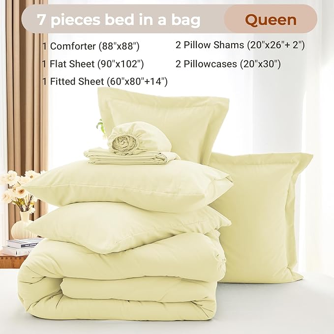 MUXHOMO 7 Pieces Queen Comforter Set, Soft Bed in a Bag Queen Size, All Season - Image 4