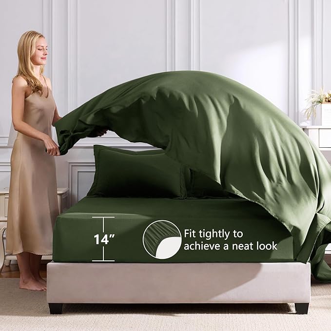 CozyLux King Size Comforter Set Olive Green - Image 8