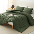 CozyLux Super King Plus Comforter Set Olive Green, 3 Pieces 128x120 Solid by CozyLux