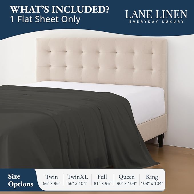 Lane Linen 100% Organic Cotton Queen Size Flat Sheet Only - Image 2
