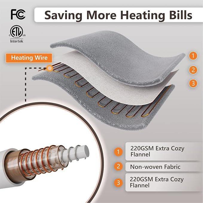 Wapaneus Heated Blanket Electric King Size 90"x100"-Dual Control - Image 6
