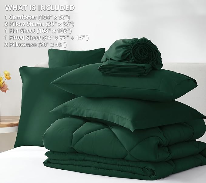 CozyLux California King Comforter Set Emerald Green - Image 8