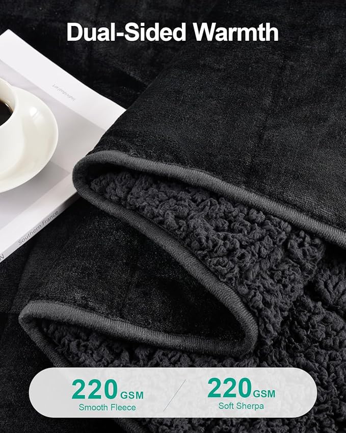 Super Fuzzy Soft Sherpa Fleece Weighted Blanket, 15 lbs Dual Sided Fluffy Heavy - Image 3