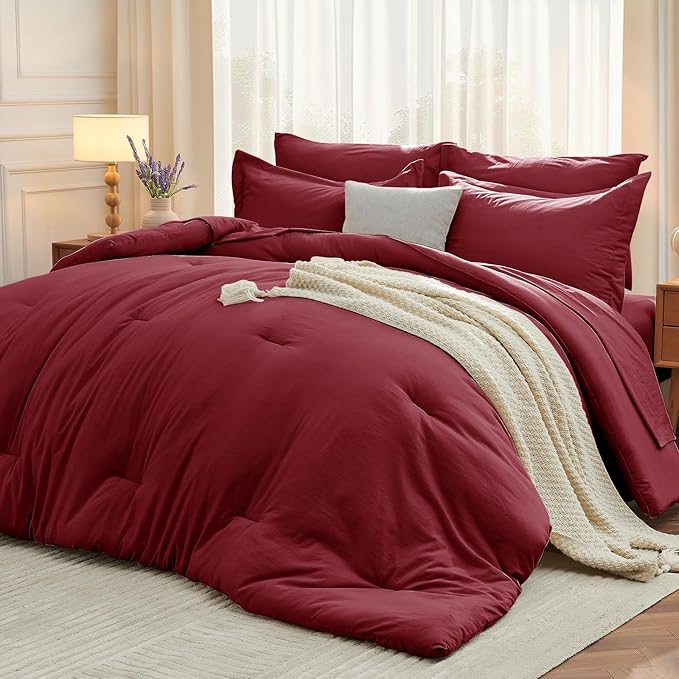 MUXHOMO 7 Pieces King Comforter Set, Soft Bed in a Bag King Size, All Season by MUXHOMO