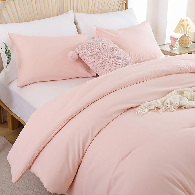ROSGONIA King Size Comforter Set Blush - Image 4