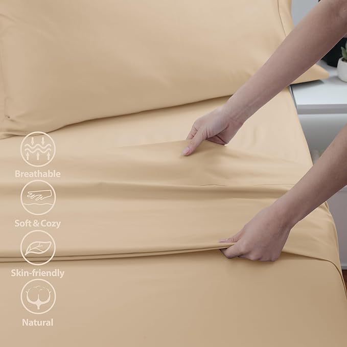 Cotton Twin Flat Sheet Only, 600 Thread Count 100% Egyptian Cotton Top Sheet - Image 3