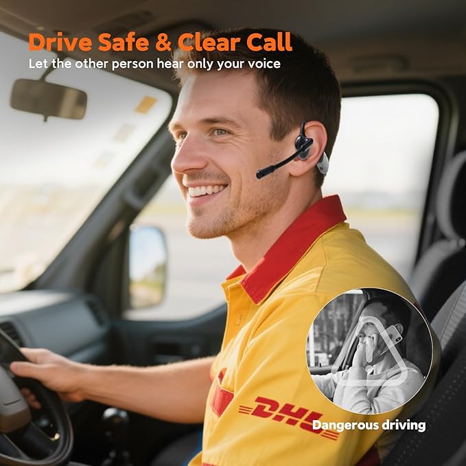 Pilot P200b Pro Wireless Headset with Mic for Work, 50dB Noise Cancelling Headphones with ENC, Bluetooth 5.3 - Wireless Computer Headset for Meetings and Calls-DeskoryOffice