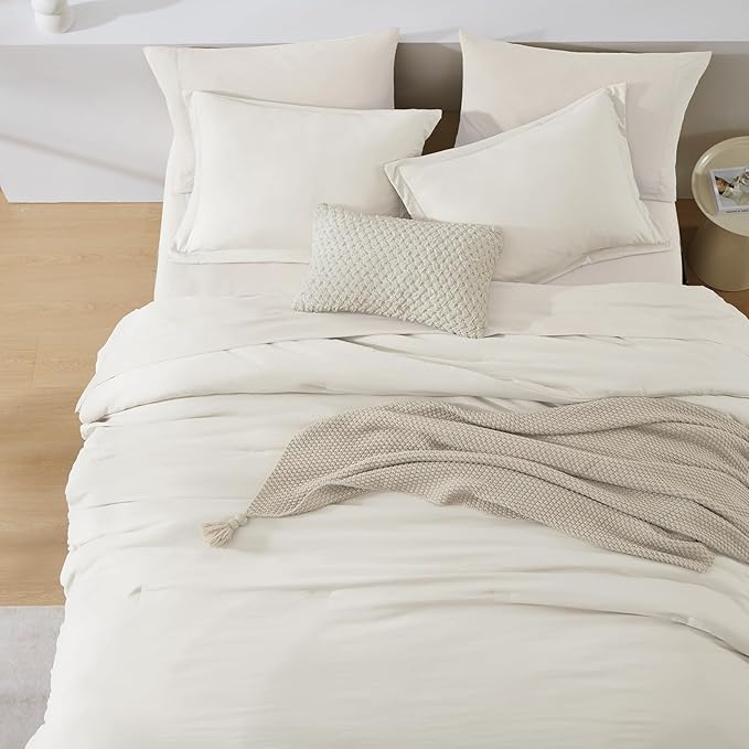 WRENSONGE King Comforter Set, 7 Pieces White Soft Bed in a Bag King - Image 6