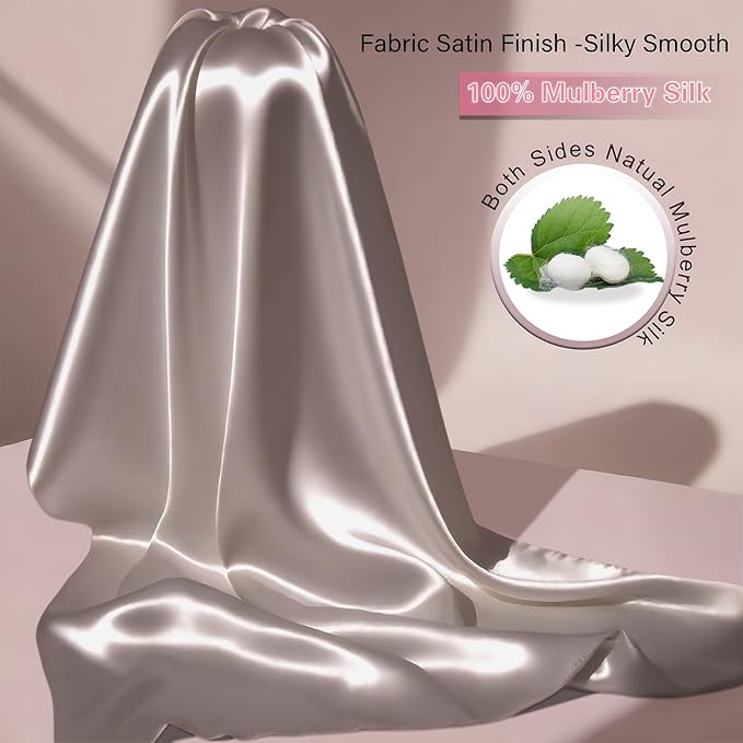 Mulberry Silk King Size Pillow Cases Set of 2, Ultra Smooth Soft Breathable - Image 2