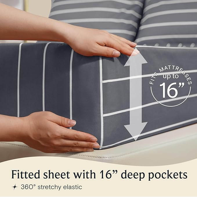 LuxClub 4 PC Cal King Size Sheet Set, Breathable Luxury Bed Sheets, Deep - Image 5