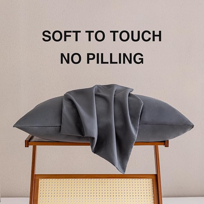 MINIPANDA Dark Grey Pillow Cases Set of 4 Queen Size - Image 5
