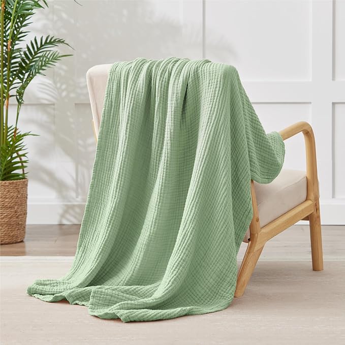 100% Cotton Muslin Blanket Twin XL 66" x 90", 6 Layers Cooling and Soft Twin - Image 7