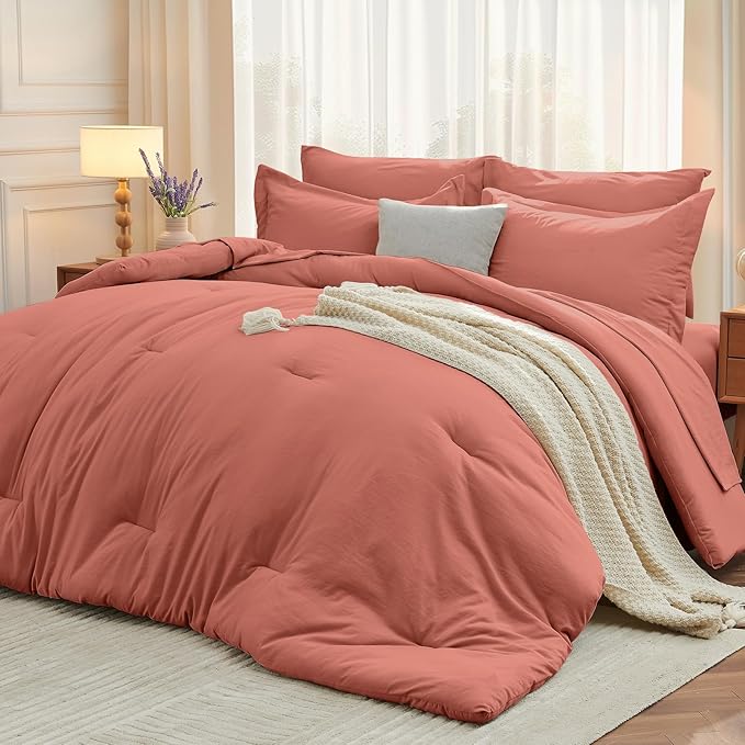MUXHOMO 7 Pieces King Comforter Set, Soft Bed in a Bag King Size, All Season by MUXHOMO