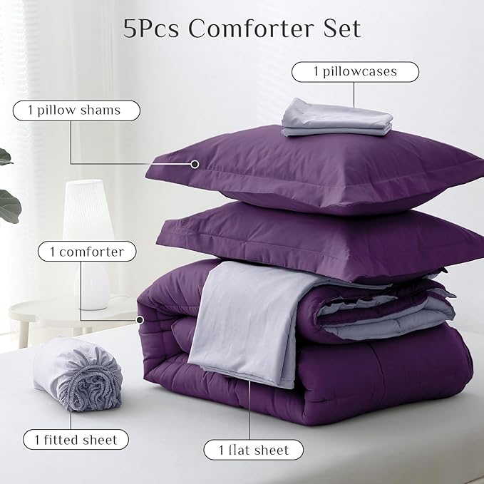JOLLYVOGUE Twin XL Comforter Set, Ultra-Soft Bed in a Bag Twin XL Size 5 Pieces - Image 5