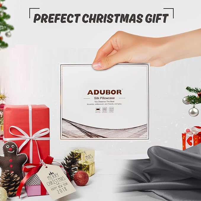 Adubor Mulberry Silk Pillowcase 2 Pack Pillow Cases - Image 7