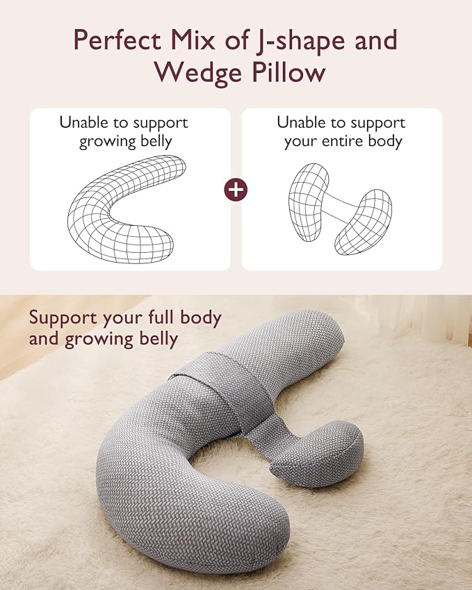 Momcozy Pregnancy Pillow, Original F Shaped Maternity Pillow - Image 2