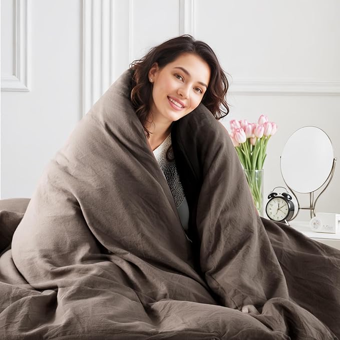 NEXHOME PRO 100% Washed Cotton Duvet Cover Queen Size, Ogranic Natural Linen - Image 6