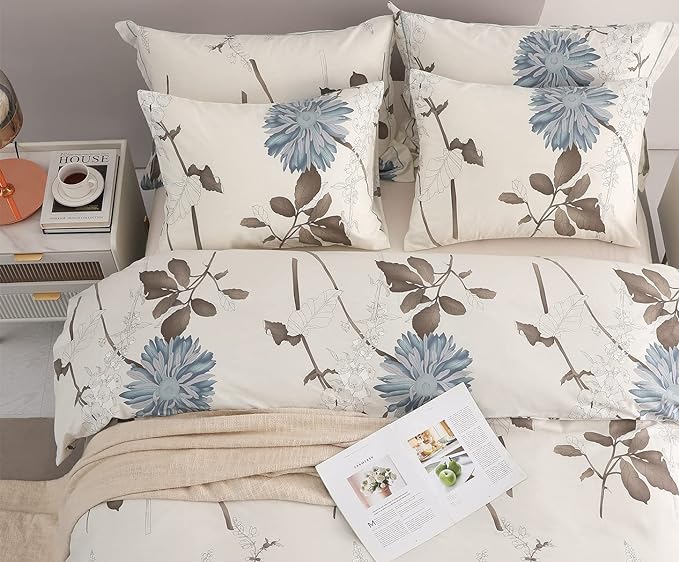 SLEEPBELLA Duvet Cover Full Size, 600 Thread Count Cotton Botanical Flowers - Image 3