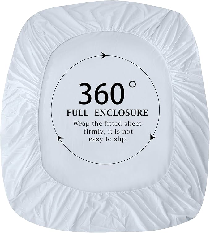 FreshCulture Pure Cotton Fitted Sheets Full Size, 300 Thread Count Percale - Image 4