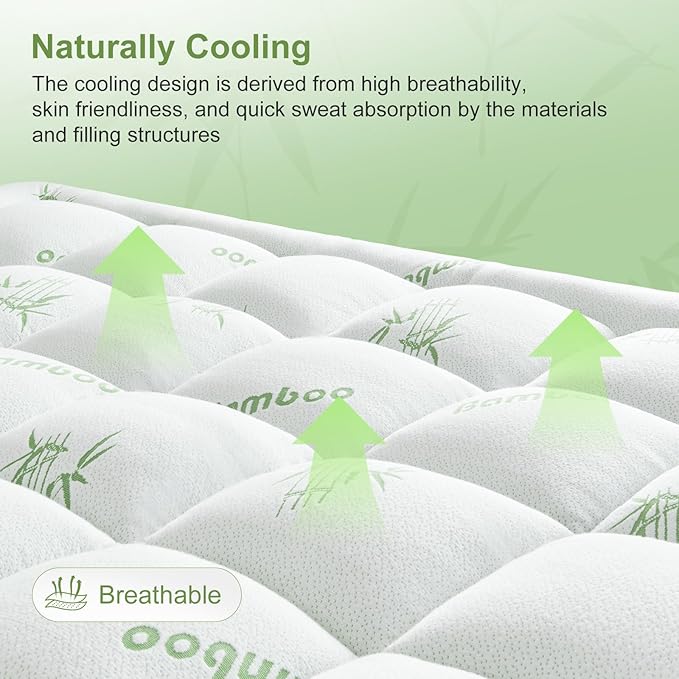 Queen Size Mattress Topper Viscose Derived from Bamboo, Soft Thick Pillow Top - Image 3