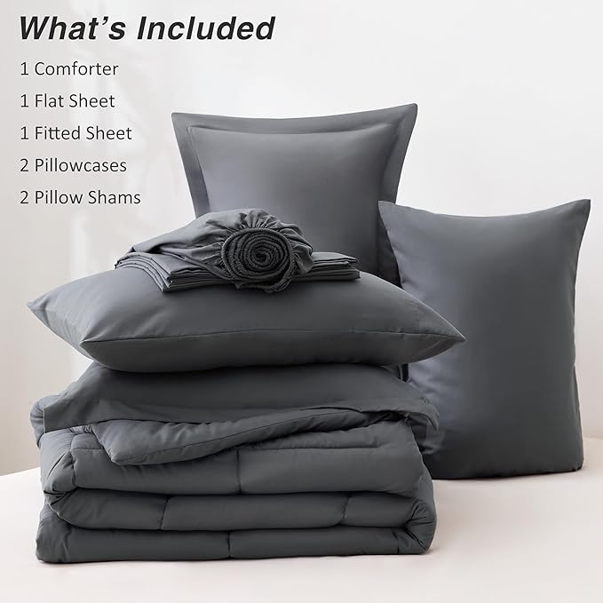 Love's cabin California King Comforter Set Soot Grey, 7 Pieces California King - Image 8