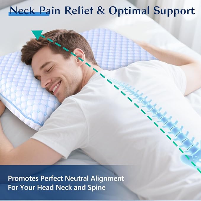 Flat Pillows for Sleeping Thin Memory Foam Pillows for Stomach and Back Sleepers - Image 7