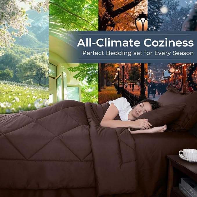 HEVUMYI Brown Twin Comforter Set - Image 3