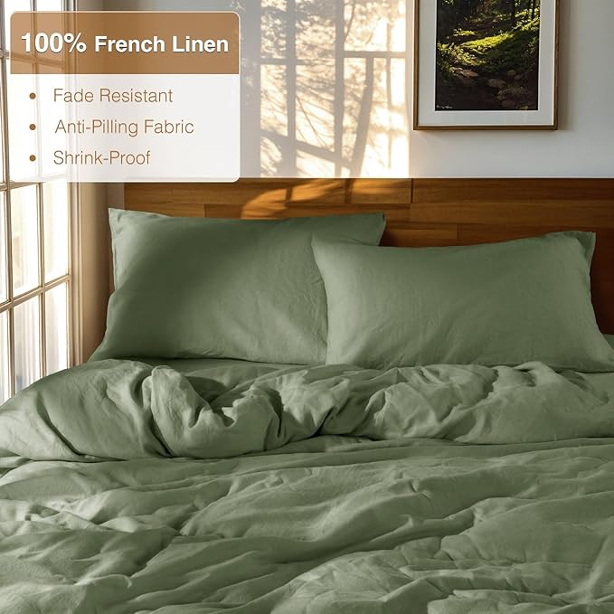SONORO KATE 100% French Linen Duvet Cover King Size, Soft Breathable - Image 2