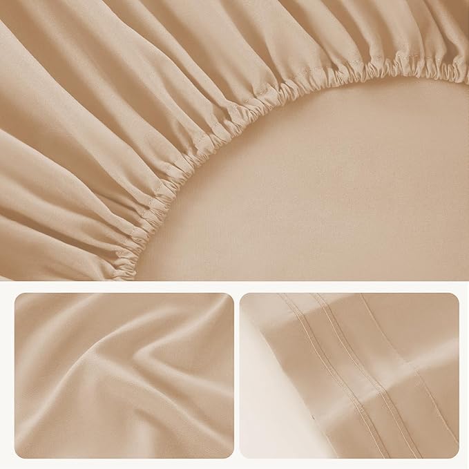 ROSE&RISY Khaki Twin Sheet Set, 3 Pieces Soft Bedding Twin Sheet Set, - Image 6