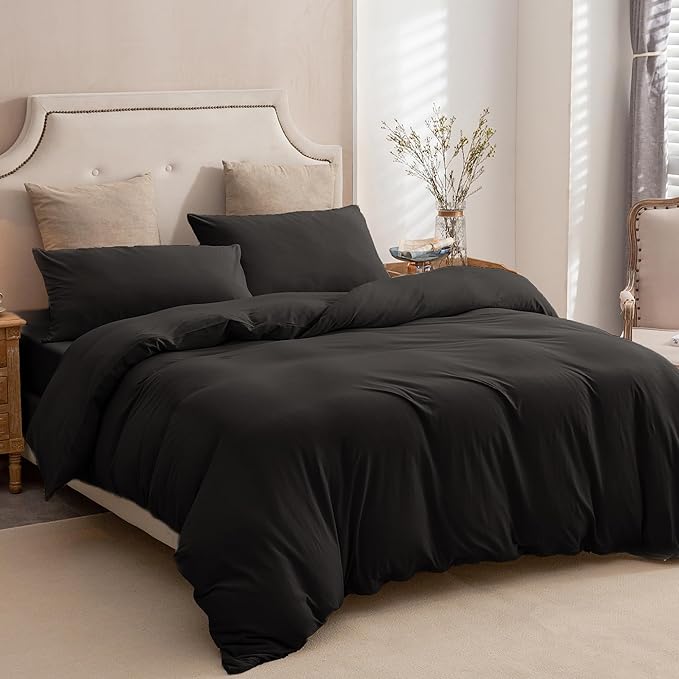 PURE ERA Jersey Knit Duvet Cover Set 100% T-Shirt Cotton Super Soft Comfy 3pc - Image 4