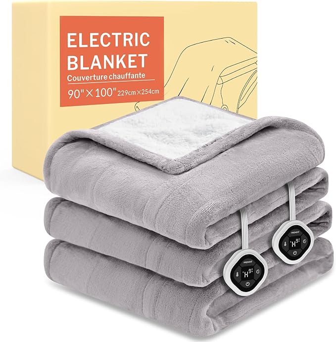HOMLYNS LuxeHeat Heated Blanket Electric Blanket King Size, Soft Flannel Sherpa by HOMLYNS