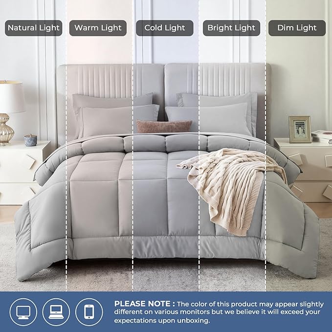 Sasttie Queen Comforter Set, 7 Pieces Bed in a Bag Queen, Complete Bedding Set - Image 7