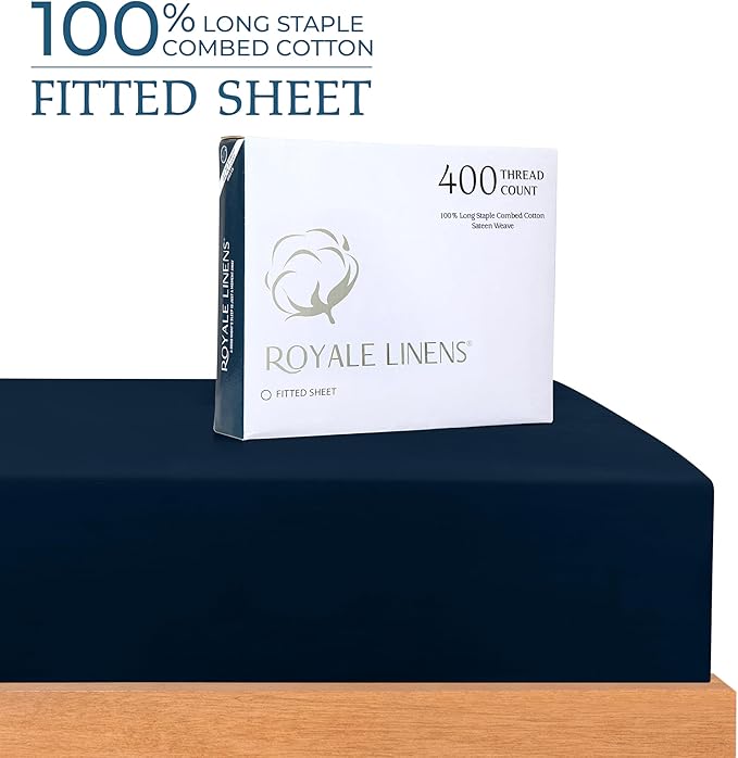 Royale Linens 400 Thread Count 100% American Grown Cotton Fitted Sheet King Size - Image 2