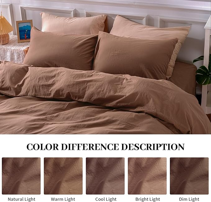 NEXHOME PRO Duvet Cover Set Queen Size Linen Textured Organic Natural 100% - Image 3
