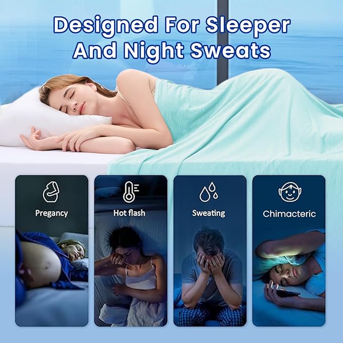 Topcee Cooling Blanket for Night Sweats Absorbs Heat to Keep Adults Cool on - Image 4