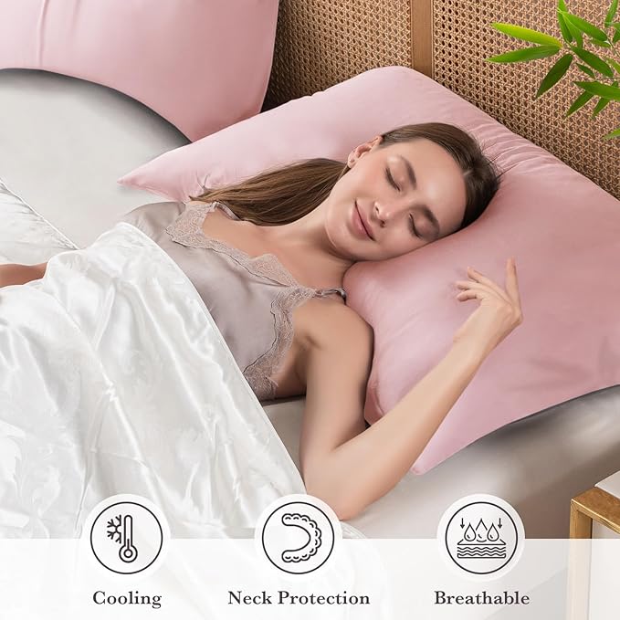 Curved Pillow Case King Size, Side Sleeper Pillow Cases Cover Cooling Rayon - Image 3