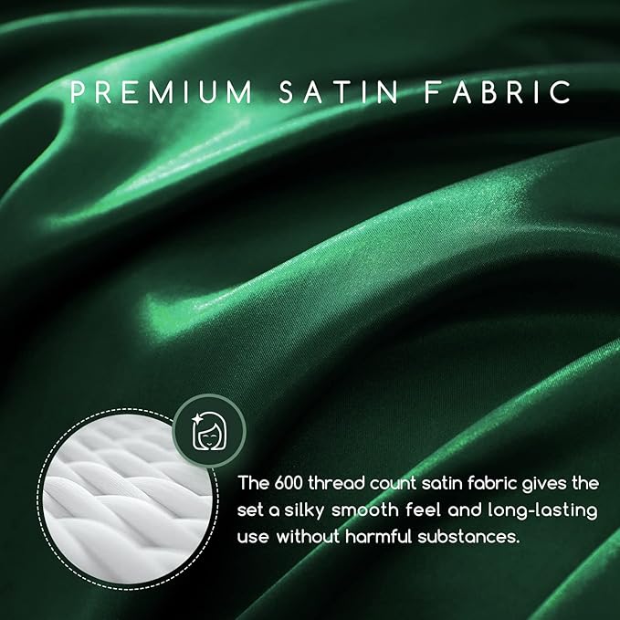 MR&HM Satin Bed Sheets, Twin XL Size Sheets Set - Image 2