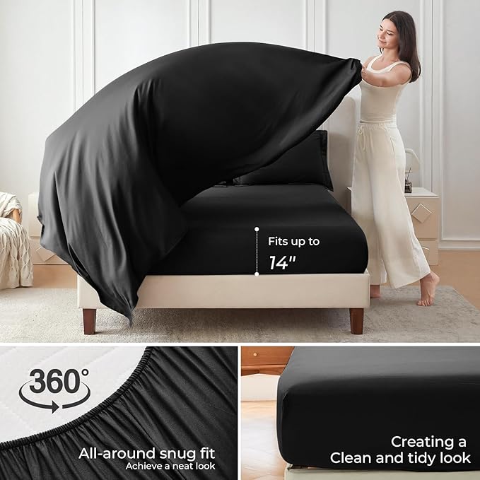Sasttie Twin Comforter Set Black, 5 Pieces Bed in a Bag Twin, Complete Bedding - Image 5