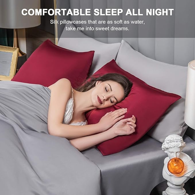Mulberry Silk Pillowcase for Hair and Skin, Cooling Silk Pillow Case - Image 4