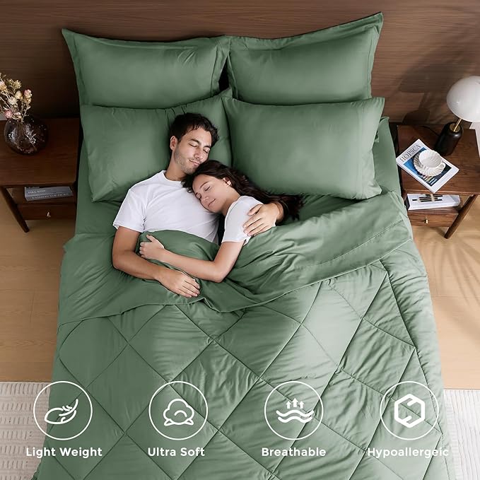 HEVUMYI Sage Green Twin-XL Comforter Set - Image 2