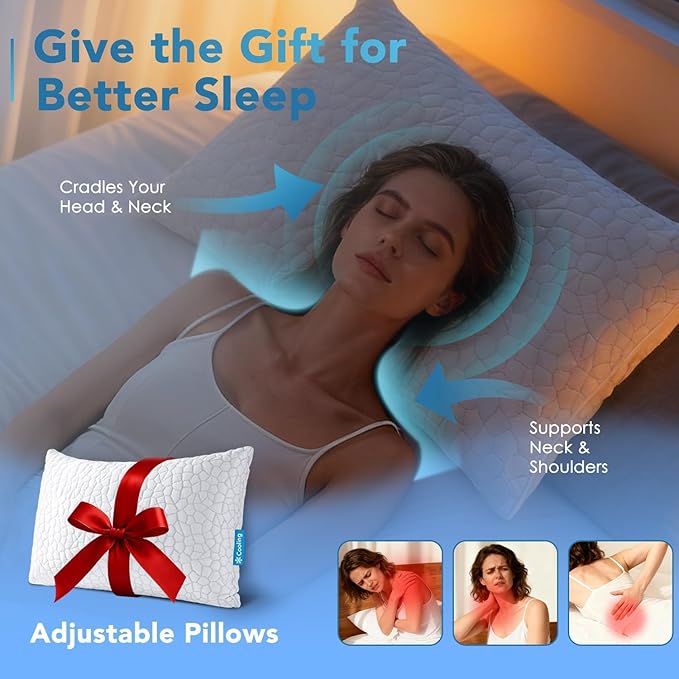 QUTOOL Cooling Pillow for Sleeping, CertiPUR-US Shredded Memory Foam Queen - Image 4