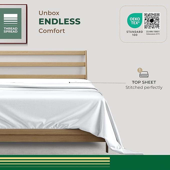 THREAD SPREAD 100% Organic Cotton Percale Flat Sheet King Size - Image 3